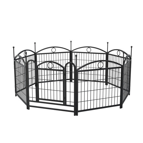 KFX-0557757 Indoor Dog Playpen 24 Inch 8 Panel Heavy-Duty Metal with Door, Foldable Safe Space for Pets