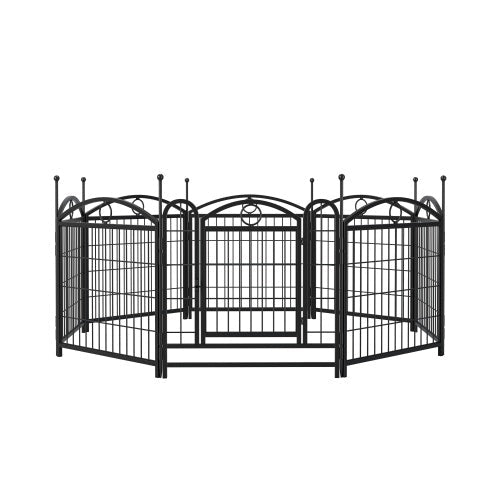 KFX-0557757 Indoor Dog Playpen 24 Inch 8 Panel Heavy-Duty Metal with Door, Foldable Safe Space for Pets