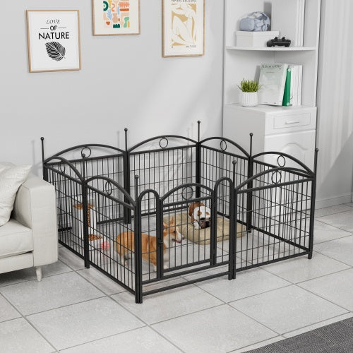 KFX-0557757 Indoor Dog Playpen 24 Inch 8 Panel Heavy-Duty Metal with Door, Foldable Safe Space for Pets