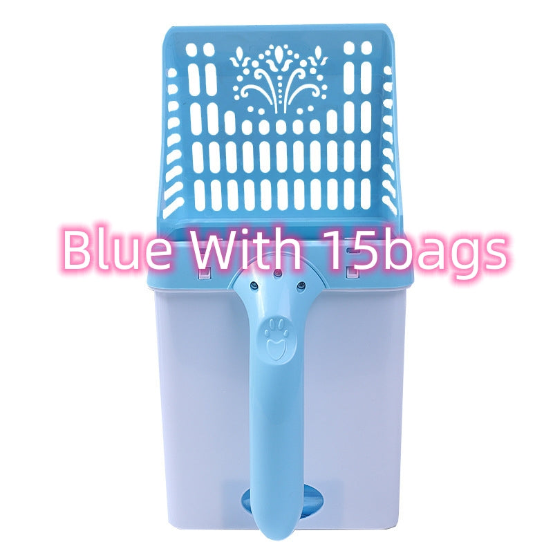 KFX-0557885 Cat Litter Scooper with Attached Waste Bin and 15 Scented Waste Bags - Efficient Cleaning Solution
