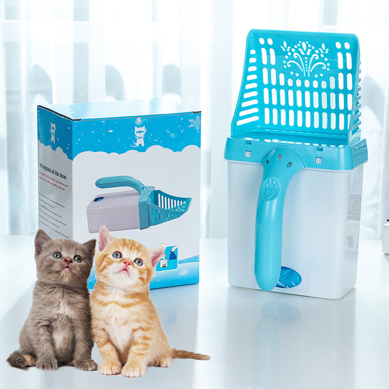 KFX-0557885 Cat Litter Scooper with Attached Waste Bin and 15 Scented Waste Bags - Efficient Cleaning Solution