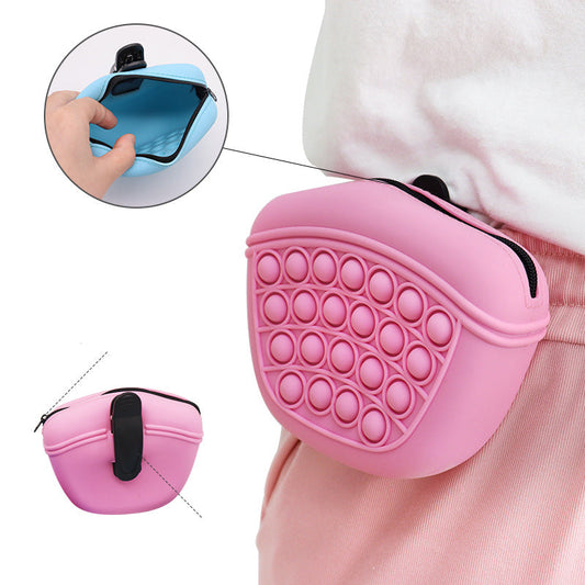 KFX-0559549 Silicone Dog Treat Pouch - Portable Waist Pack for Pet Training, Washable Food Storage with Clip