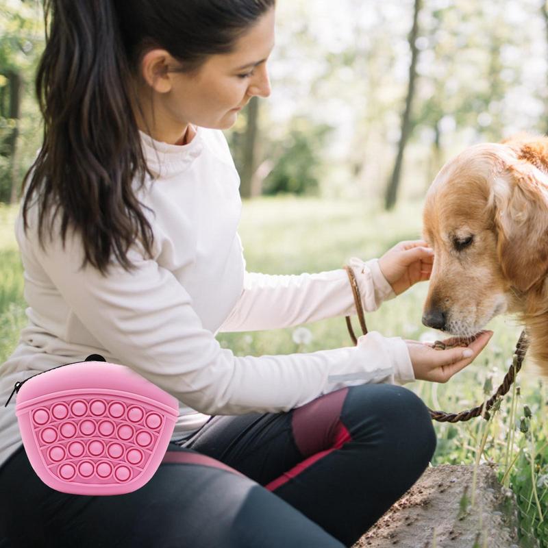 KFX-0559549 Silicone Dog Treat Pouch - Portable Waist Pack for Pet Training, Washable Food Storage with Clip