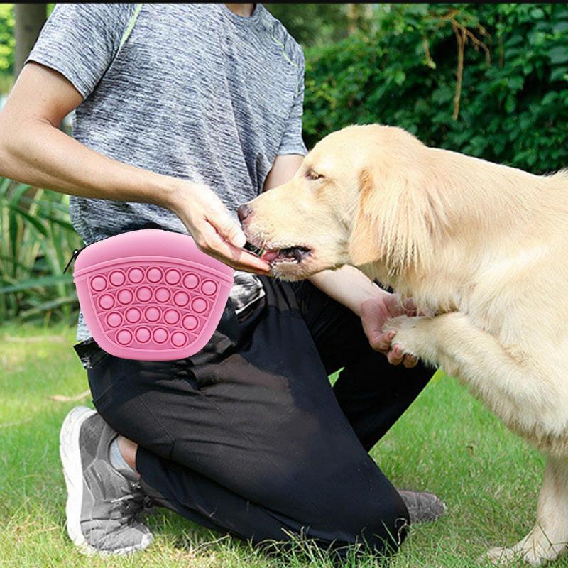 KFX-0559549 Silicone Dog Treat Pouch - Portable Waist Pack for Pet Training, Washable Food Storage with Clip