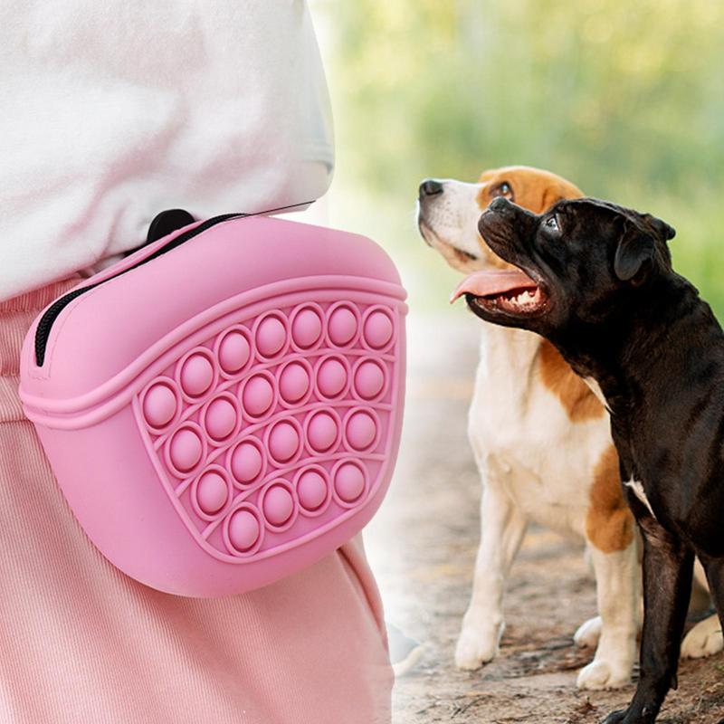 KFX-0559549 Silicone Dog Treat Pouch - Portable Waist Pack for Pet Training, Washable Food Storage with Clip