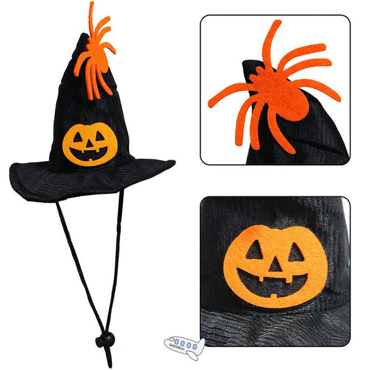 KFX-0559677 Halloween Pet Costume Set with Collar and Witch Hat for Dogs and Cats