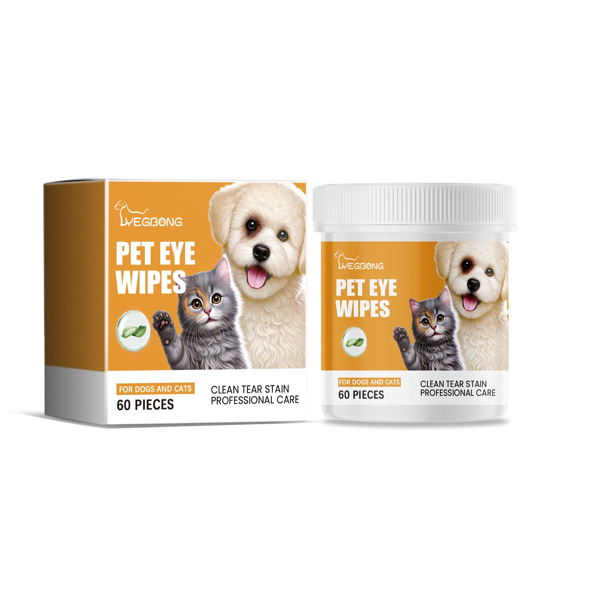 KFX-0559933 Pet Eye Cleaning Wipes for Dogs and Cats - 60 Count Tear Removal Wet Wipes
