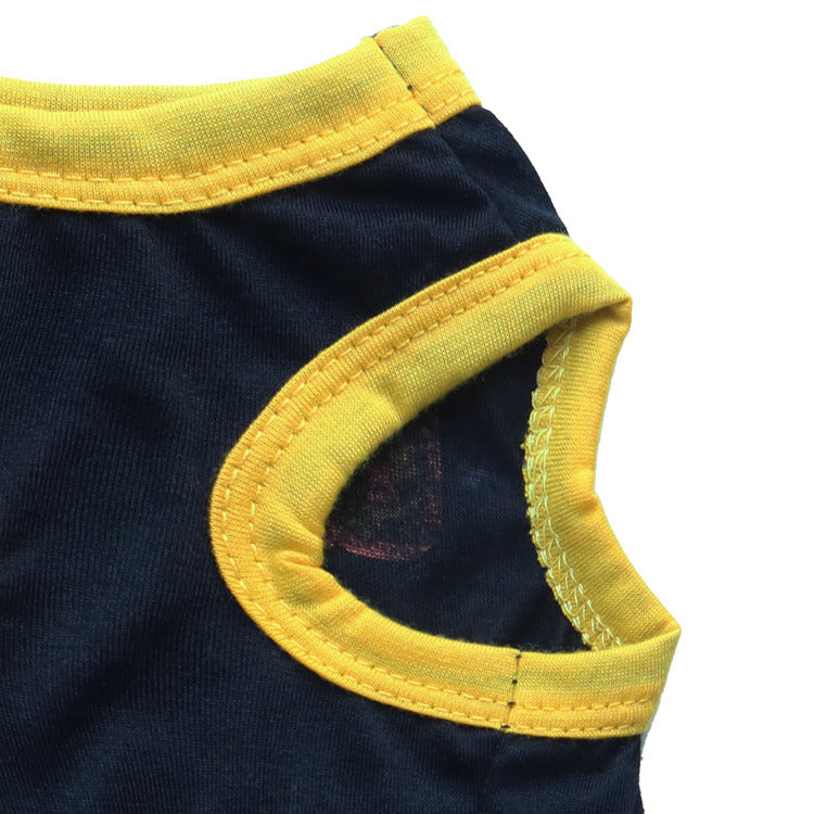 KFX-0560445 Cotton Jersey Printed Sports Vest for Small Dogs in Green and Black with Yellow Edges