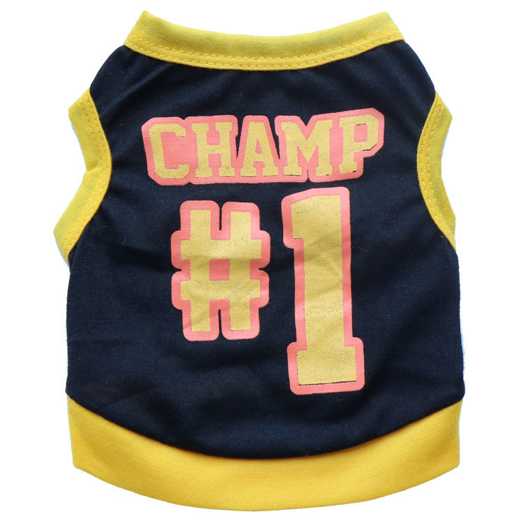 KFX-0560445 Cotton Jersey Printed Sports Vest for Small Dogs in Green and Black with Yellow Edges