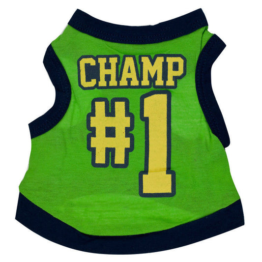 KFX-0560445 Cotton Jersey Printed Sports Vest for Small Dogs in Green and Black with Yellow Edges
