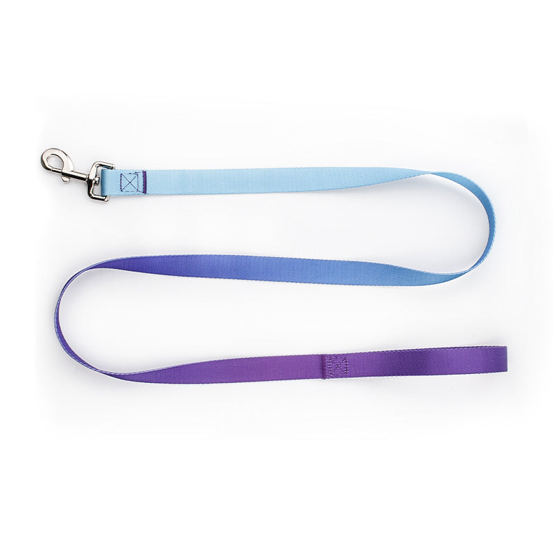 KFX-0561853 Nylon Pet Collar and Traction Rope Set in Vibrant Gradient Colors