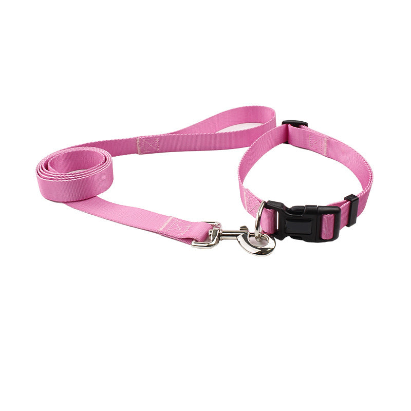 KFX-0561853 Nylon Pet Collar and Traction Rope Set in Vibrant Gradient Colors