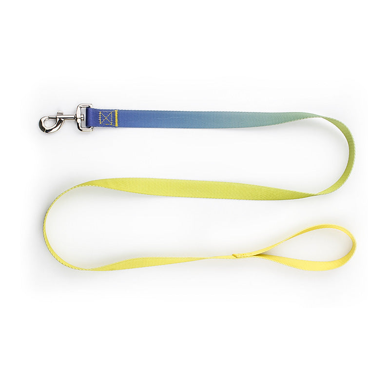 KFX-0561853 Nylon Pet Collar and Traction Rope Set in Vibrant Gradient Colors