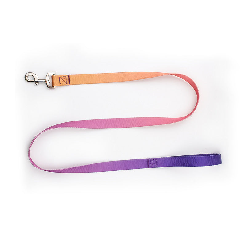 KFX-0561853 Nylon Pet Collar and Traction Rope Set in Vibrant Gradient Colors