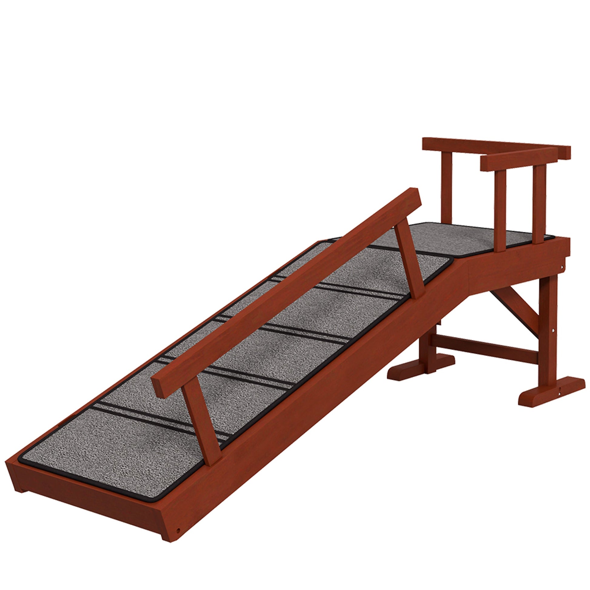 KFX-0563517 Wooden Dog Ramp with Removable Guardrails and Non-Slip Surface, 49" Long, Brown, Suitable for Pets Under 66 lbs