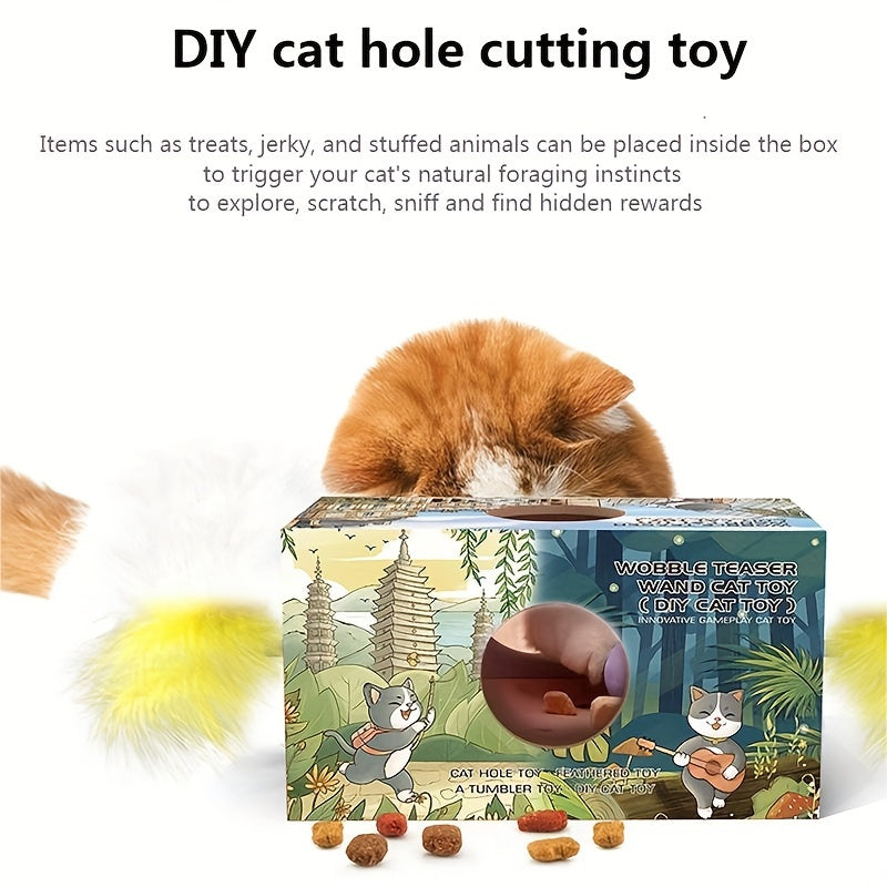 KFX-0565309 DIY Turnip-Shaped Cat Tumbler Toy with Cat Stick for Playful Kittens