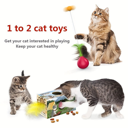 KFX-0565309 DIY Turnip-Shaped Cat Tumbler Toy with Cat Stick for Playful Kittens