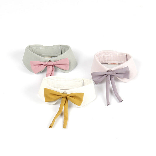 KFX-0565437 Charming Floral Bow Tie Collar for Pets in Green, Pink, and White