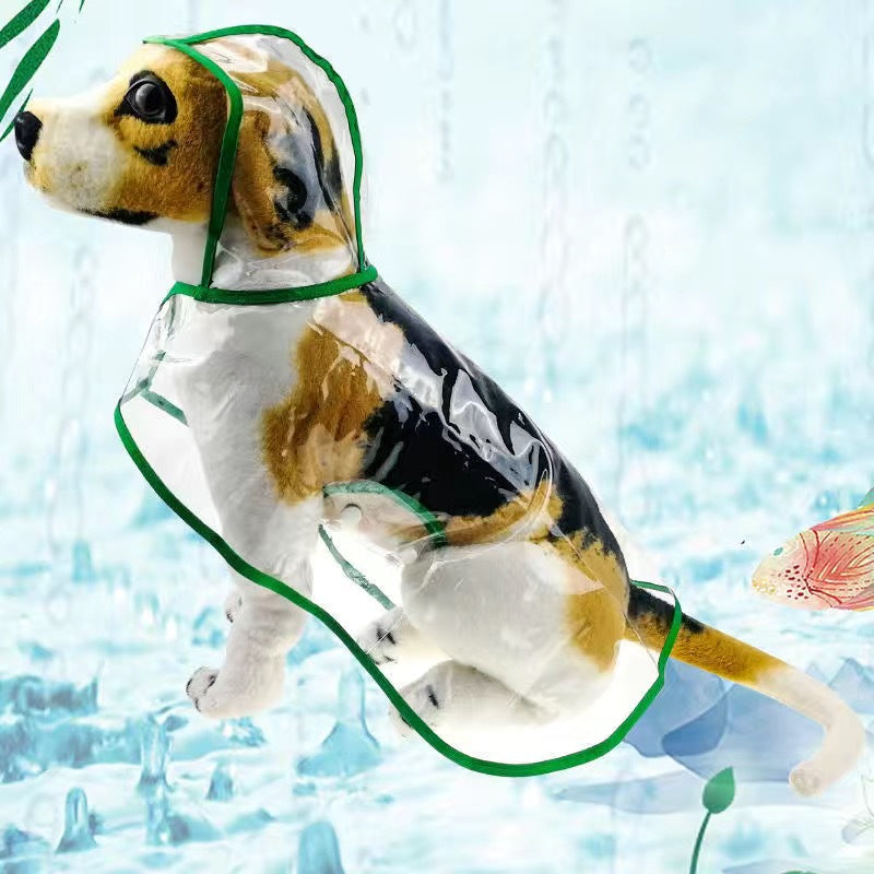 KFX-0566205 Transparent Blue Edge Dog Raincoat for Medium to Large Pets in Multiple Sizes