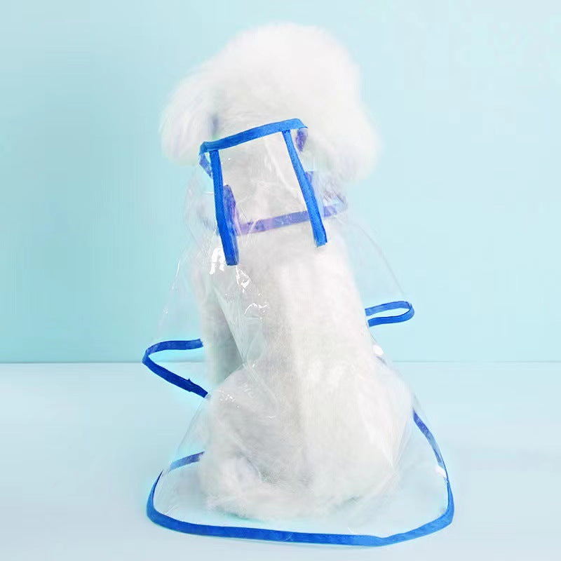 KFX-0566205 Transparent Blue Edge Dog Raincoat for Medium to Large Pets in Multiple Sizes