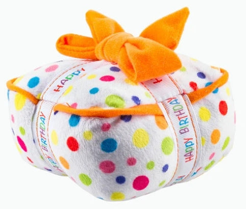 KFX-0567485 Plush Birthday-Themed Dog Toy Set - Cake, Gift Box, and Bone Options