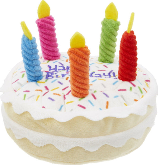 KFX-0567485 Plush Birthday-Themed Dog Toy Set - Cake, Gift Box, and Bone Options