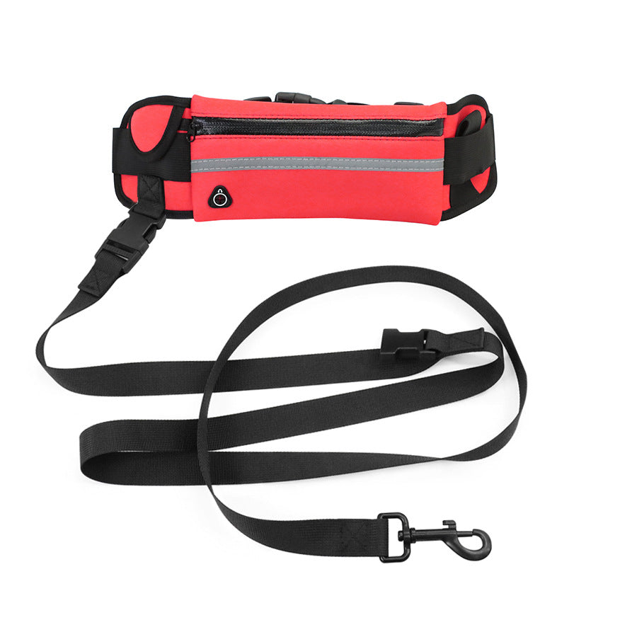 KFX-0567613 Reflective Waist Bag with Traction Leash for Running Dogs - Durable Nylon, Available in Multiple Colors
