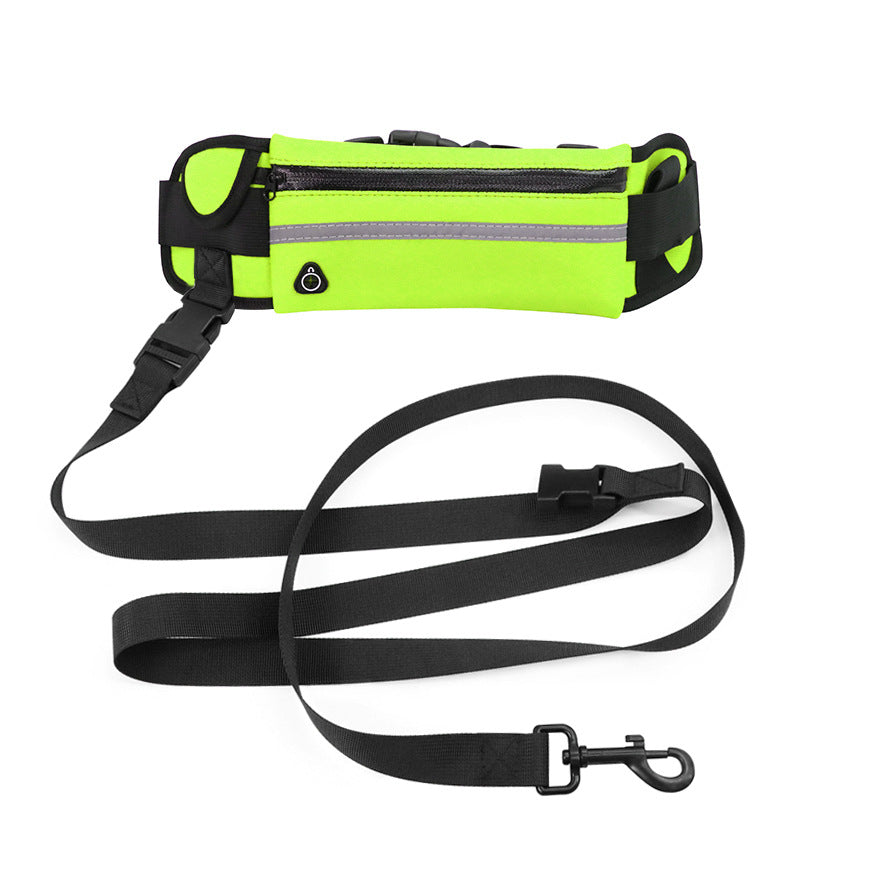 KFX-0567613 Reflective Waist Bag with Traction Leash for Running Dogs - Durable Nylon, Available in Multiple Colors