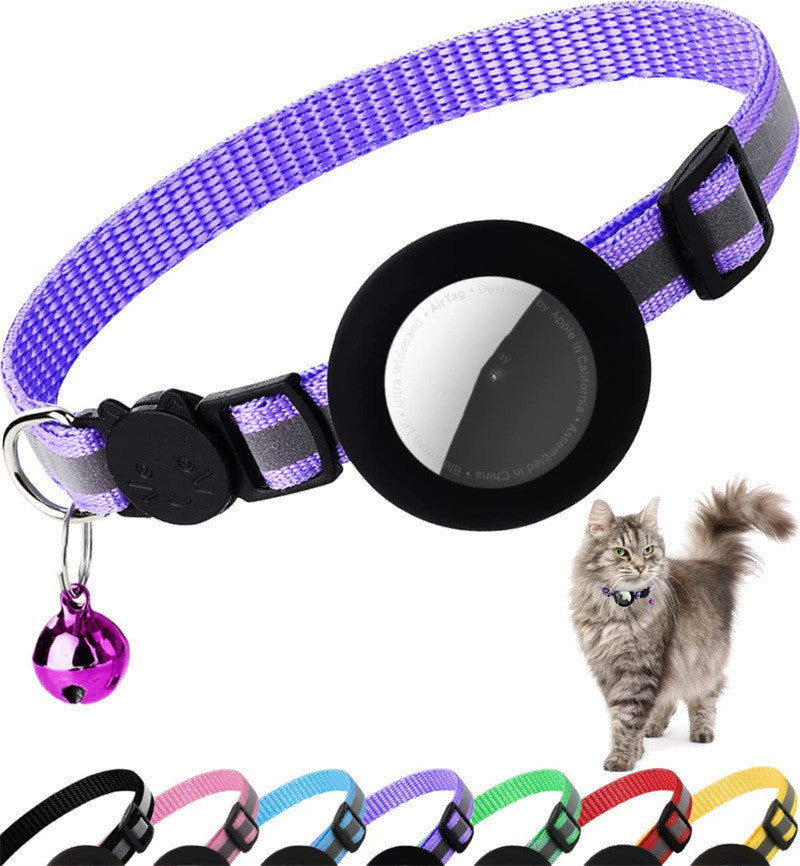 KFX-0569789 Reflective Anti-Lost Pet Collar for Cats and Dogs, Striped Design, Multiple Colors Available