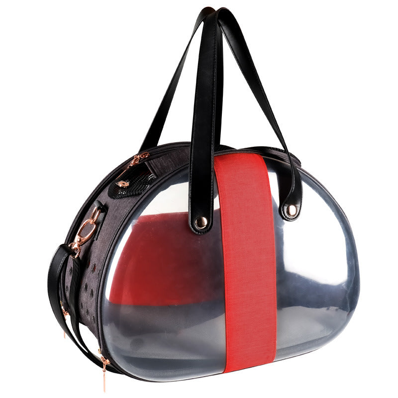 KFX-0570045 Transparent Pet Carrier Backpack for Cats and Dogs - Sky Blue, Dark Gray, Rose Red - Medium Soft Structure, 39x27x30cm, Up to 10kg Capacity