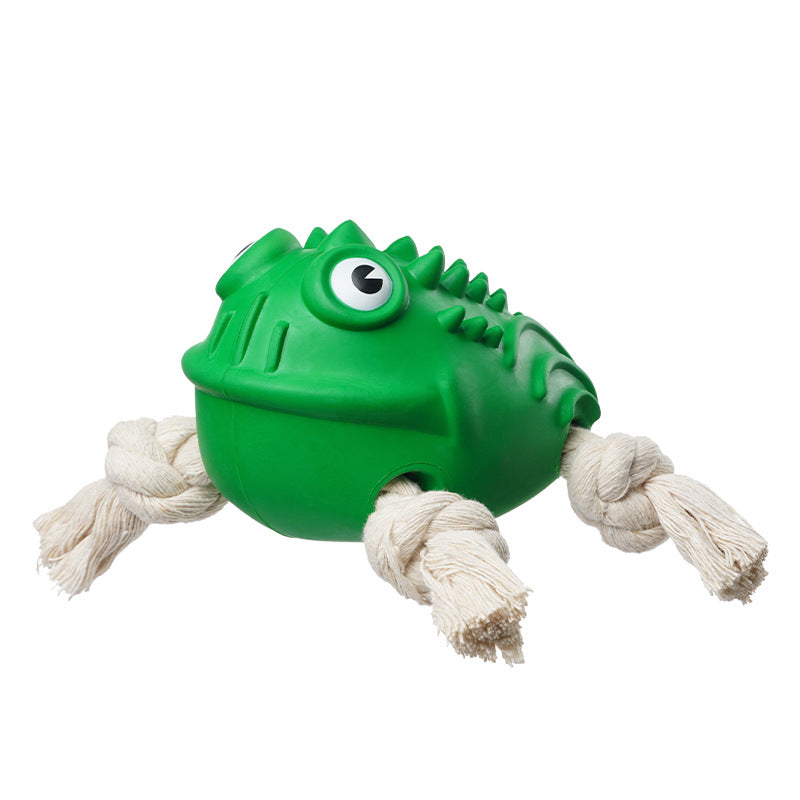 KFX-0571069 Indestructible Toad Shape Rubber Dog Toy for Aggressive Chewers - Squeaky, Chew-Resistant, and Dental Health Enhancer