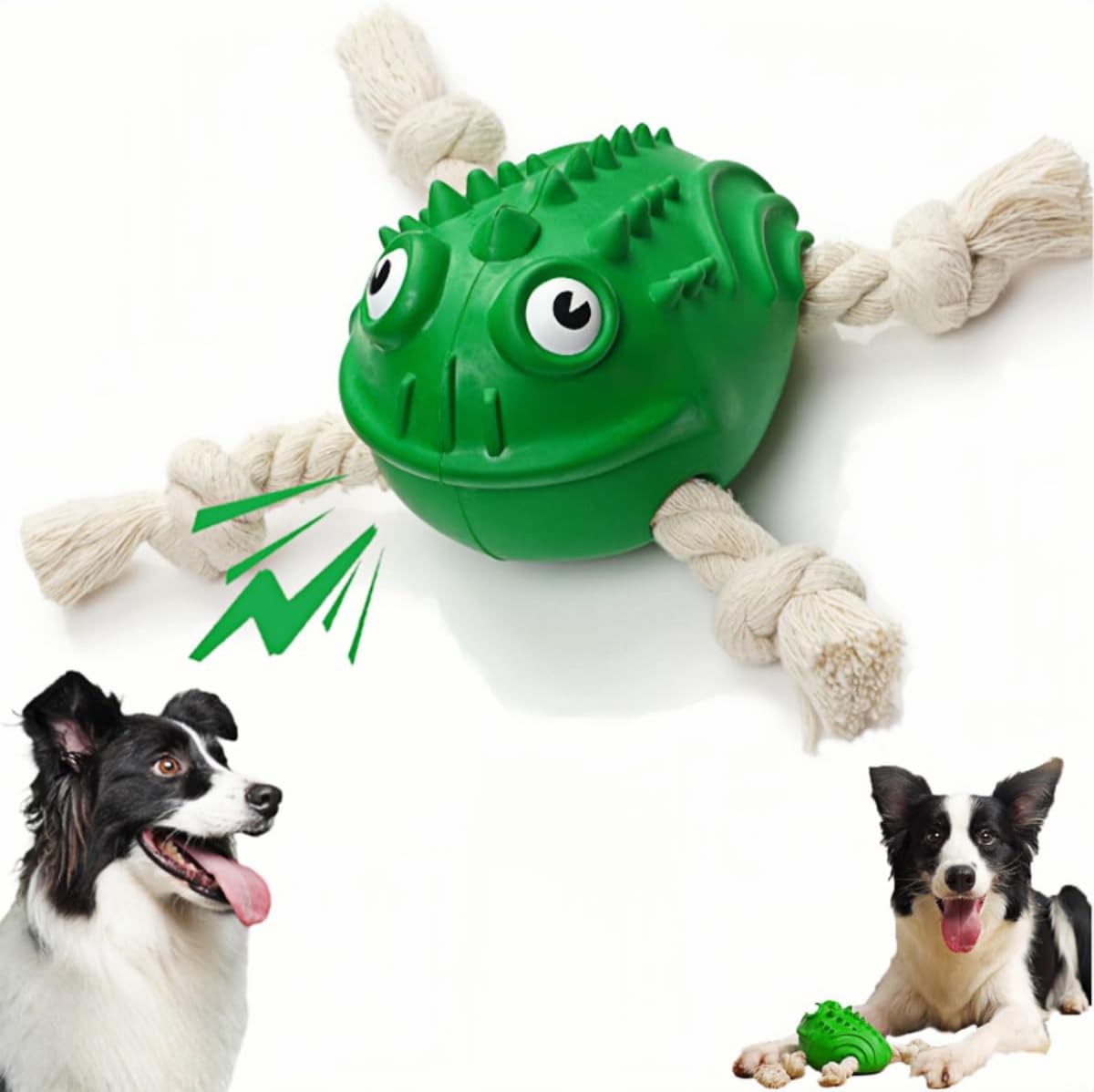 KFX-0571069 Indestructible Toad Shape Rubber Dog Toy for Aggressive Chewers - Squeaky, Chew-Resistant, and Dental Health Enhancer