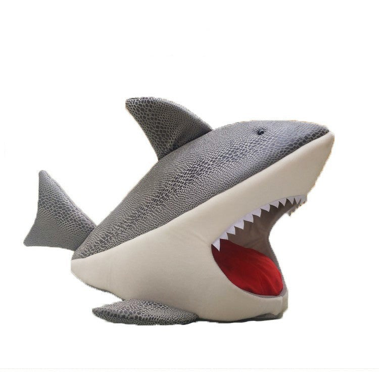 KFX-0573629 Shark-Shaped Pet Kennel: Cozy Cloth Cat & Dog Bed in Multiple Colors