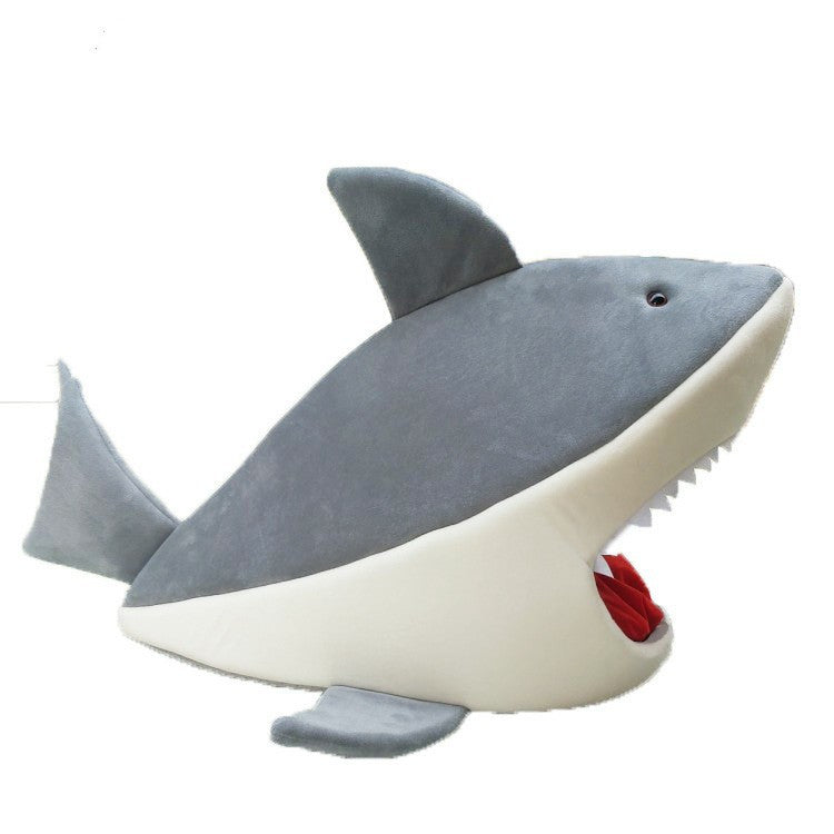KFX-0573629 Shark-Shaped Pet Kennel: Cozy Cloth Cat & Dog Bed in Multiple Colors