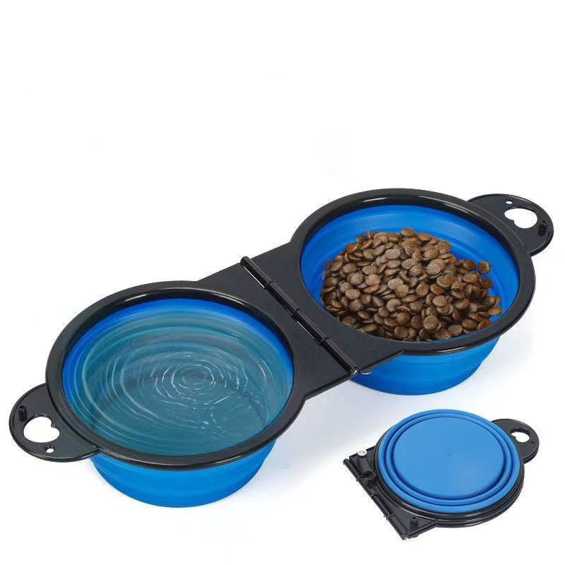 KFX-0573757 Folding Silicone Pet Bowl Set for Dogs and Cats - Multi-functional Outdoor Feeding Solutions