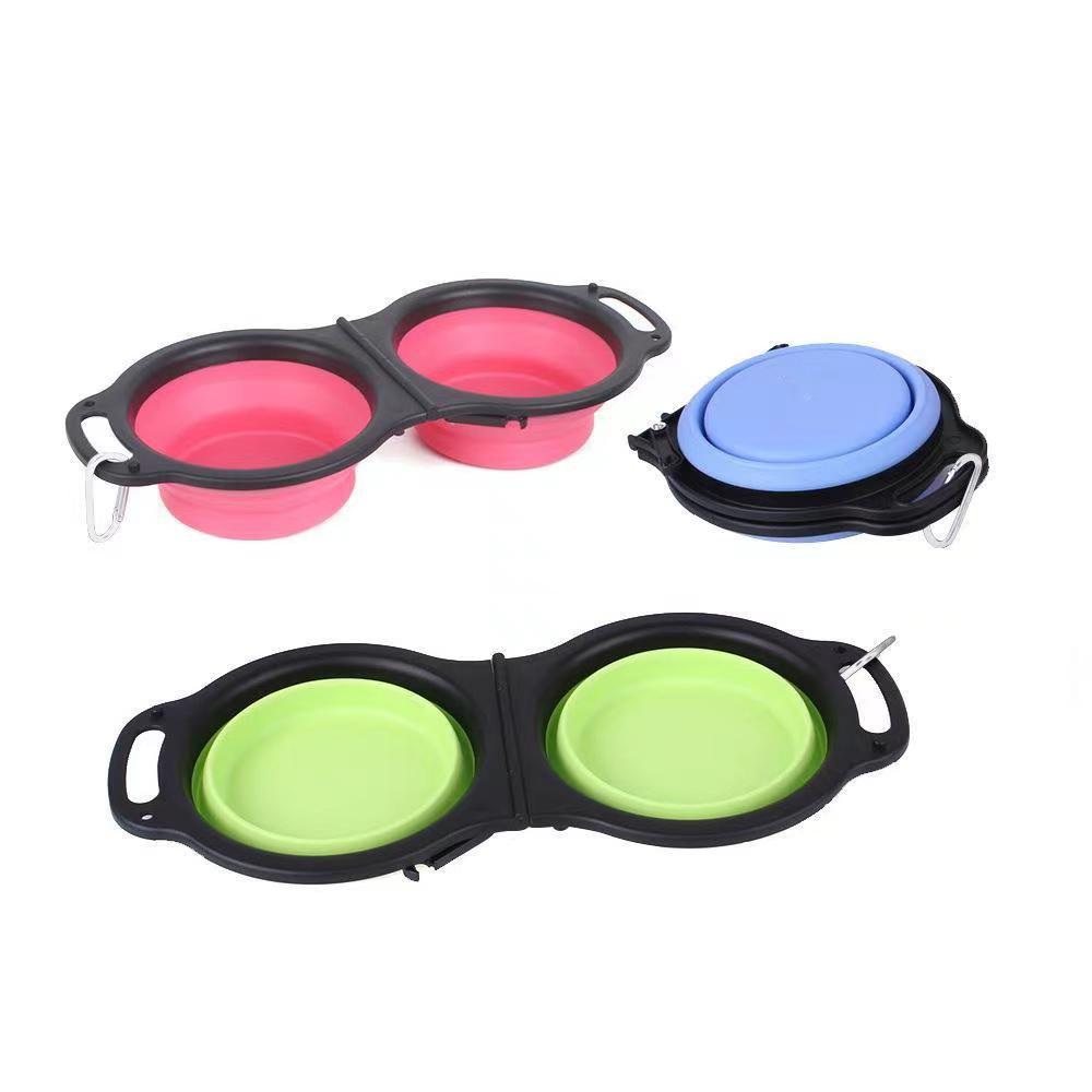 KFX-0573757 Folding Silicone Pet Bowl Set for Dogs and Cats - Multi-functional Outdoor Feeding Solutions