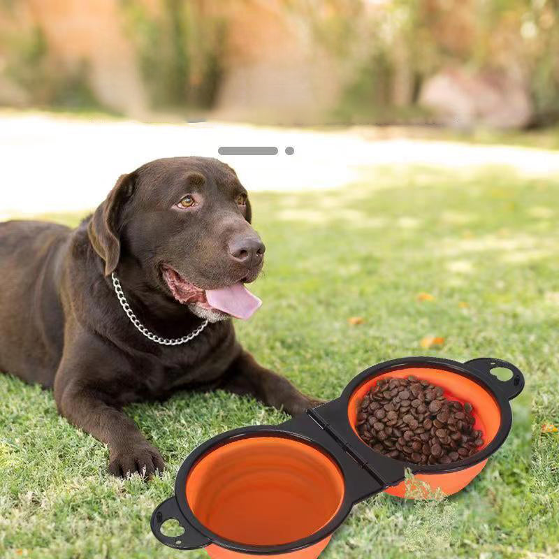 KFX-0573757 Folding Silicone Pet Bowl Set for Dogs and Cats - Multi-functional Outdoor Feeding Solutions