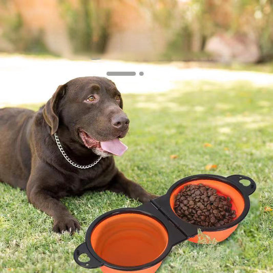 KFX-0573757 Folding Silicone Pet Bowl Set for Dogs and Cats - Multi-functional Outdoor Feeding Solutions