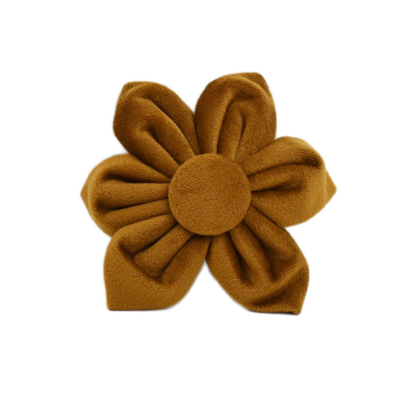 KFX-0575037 Stylish Velvet Fabric Dog Collar with Bow and Flower Accessories