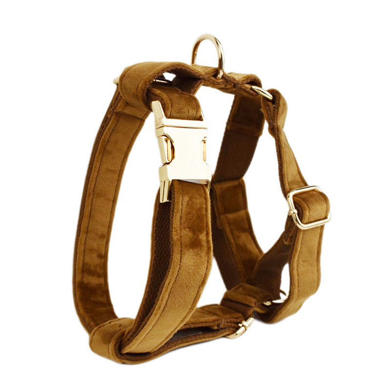 KFX-0575037 Stylish Velvet Fabric Dog Collar with Bow and Flower Accessories
