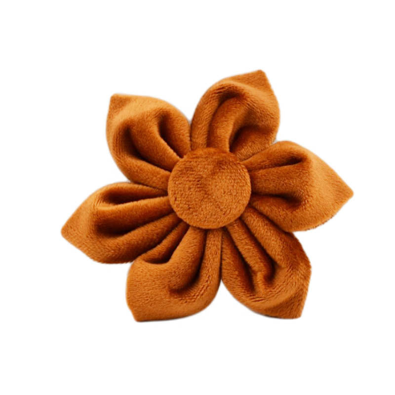 KFX-0575037 Stylish Velvet Fabric Dog Collar with Bow and Flower Accessories