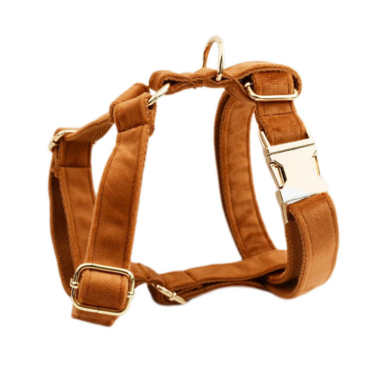 KFX-0575037 Stylish Velvet Fabric Dog Collar with Bow and Flower Accessories