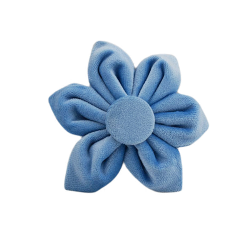 KFX-0575037 Stylish Velvet Fabric Dog Collar with Bow and Flower Accessories