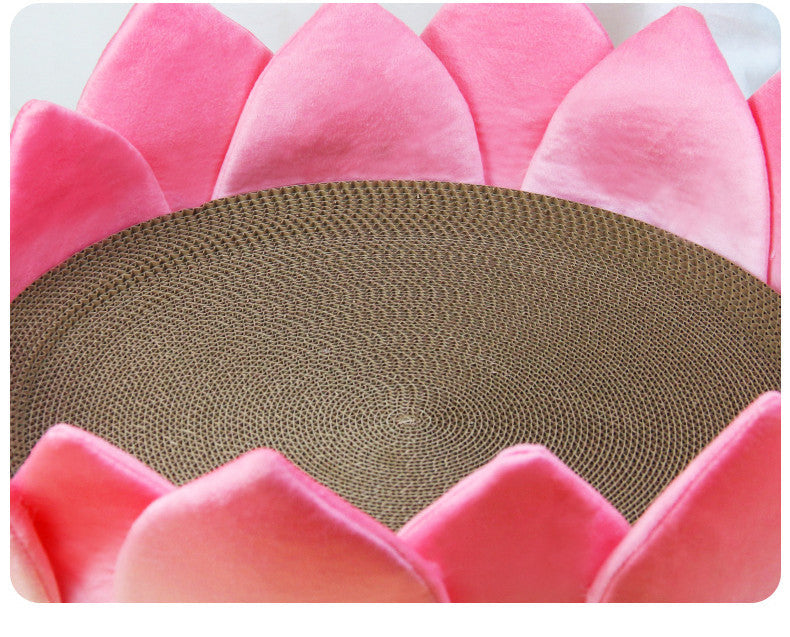 KFX-0575421 Pet Cool Nest Round Cat Bed - Plush Lotus Shape, Two Sizes Available (30cm and 42cm)