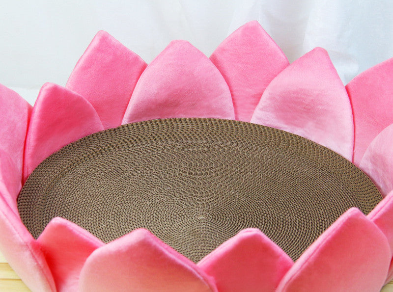 KFX-0575421 Pet Cool Nest Round Cat Bed - Plush Lotus Shape, Two Sizes Available (30cm and 42cm)