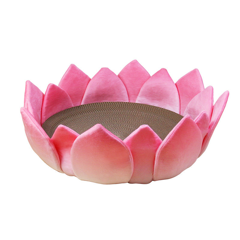 KFX-0575421 Pet Cool Nest Round Cat Bed - Plush Lotus Shape, Two Sizes Available (30cm and 42cm)