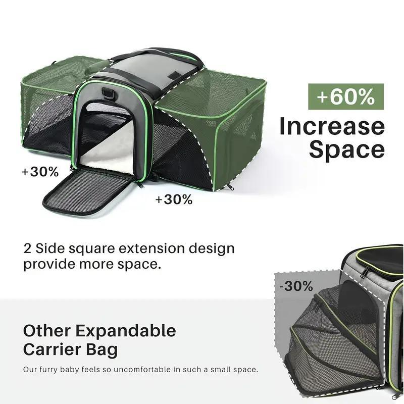 KFX-0575805 Expandable and Foldable Pet Carrier with Wheels for Cats and Small Dogs, Soft-Sided and Airline-Approved