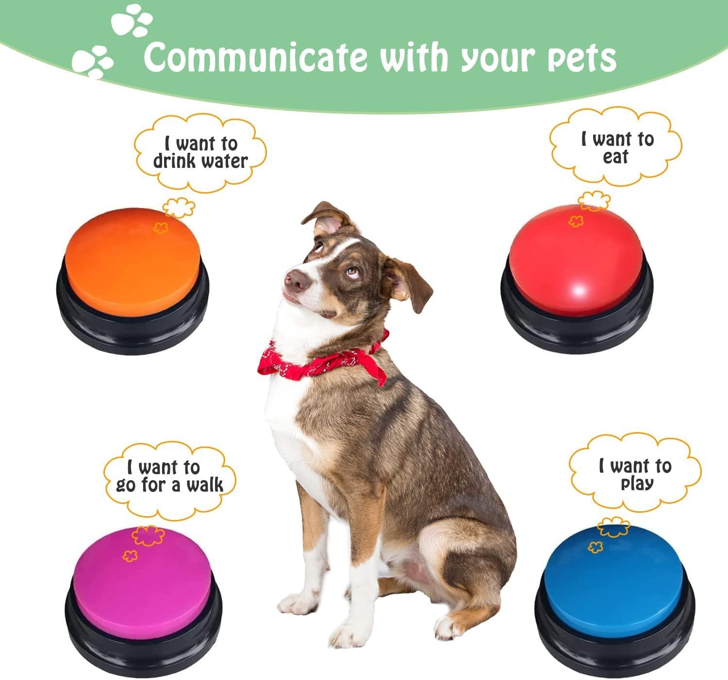 KFX-0576829 Pet Communication Training Buzzer with 30-Second Voice Record and Playback Function