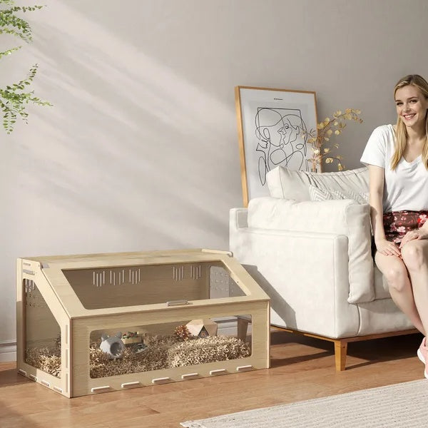 KFX-0577213 Spacious 39 Inch Hamster Cage with Acrylic Windows and Openable Top for Easy Access and Ventilation