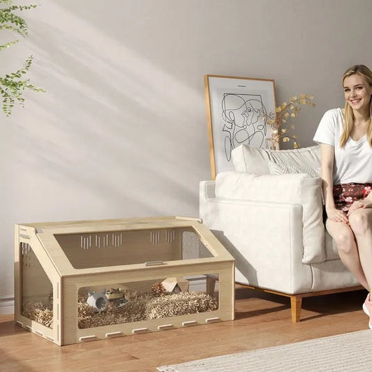 KFX-0577213 Spacious 39 Inch Hamster Cage with Acrylic Windows and Openable Top for Easy Access and Ventilation